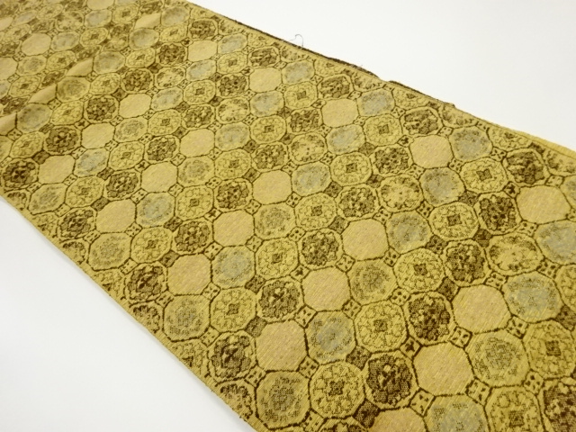 手織り紬蜀江華紋模様織出し名古屋帯